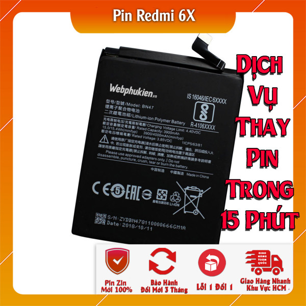 Pin Webphukien cho Xiaomi Redmi 6X  Việt Nam (BN47) - 4000mAh 